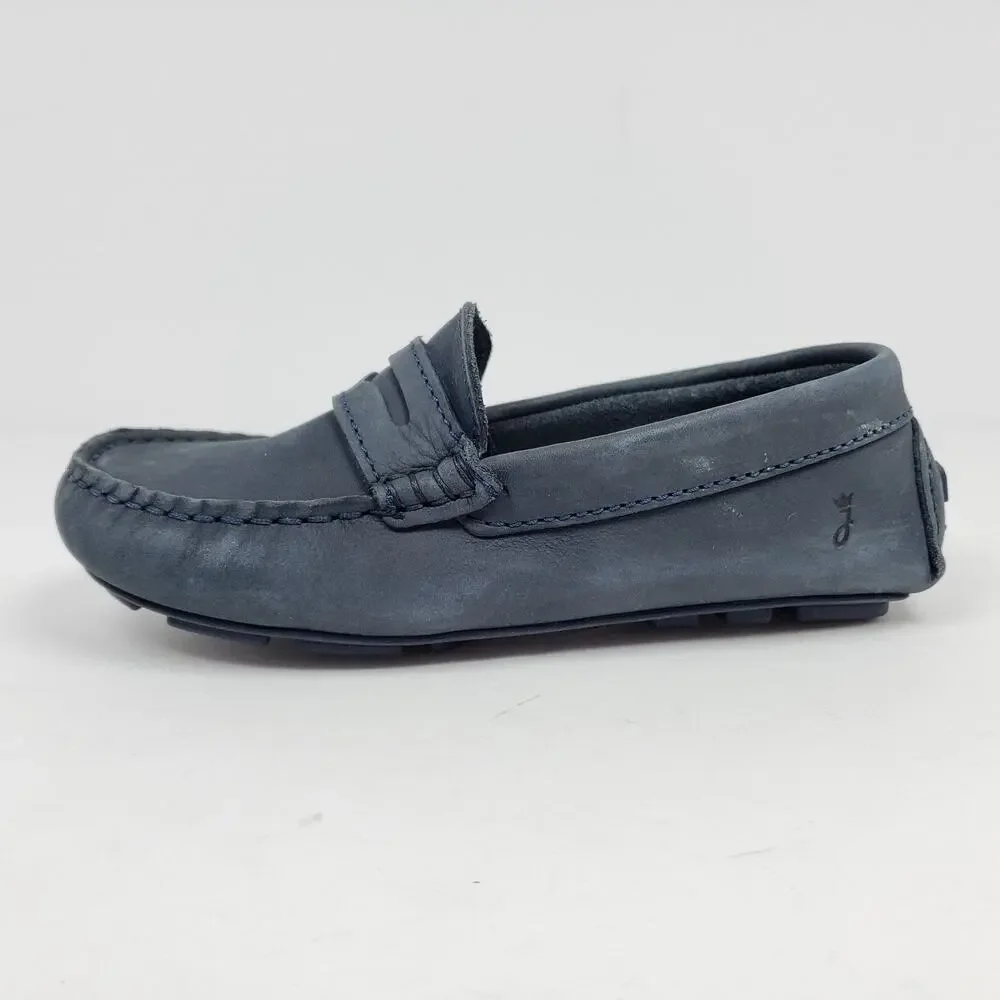 Jacadi Paris Boys Size EU 30 US 13 Navy Blue Leather Slip On Driving Loafer Shoe
